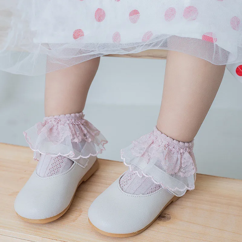 2020 Новый Летнее платье принцессы для маленьких девочек носки с кружевным