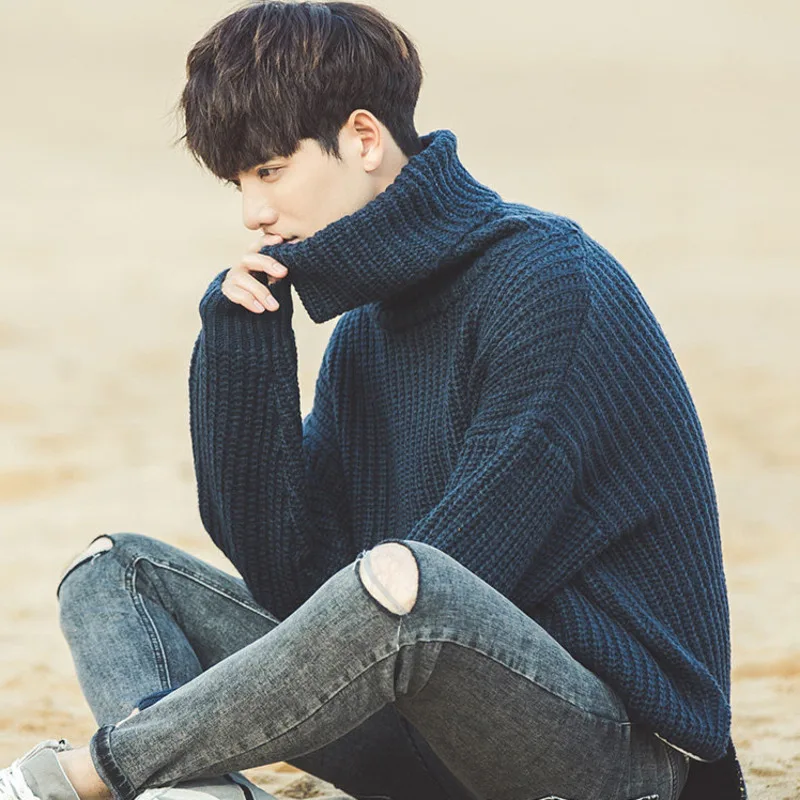 Свитер Мужской трикотажный с высоким воротником большого размера 3XL |