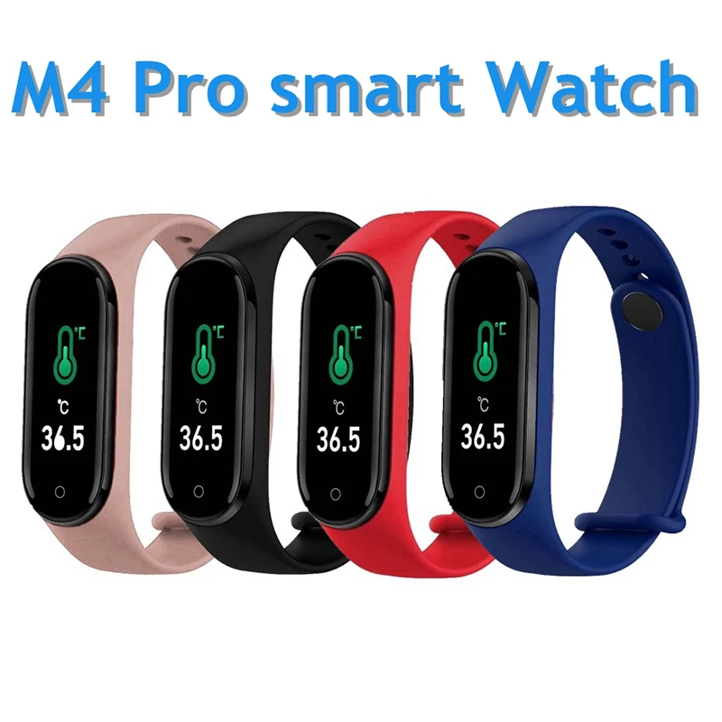 

M4 Pro Smart Bracelet Thermometer New M4 Wristband Fitness Sport Smart Band Heart Rate Blood Pressure Smart Watch For Men Women