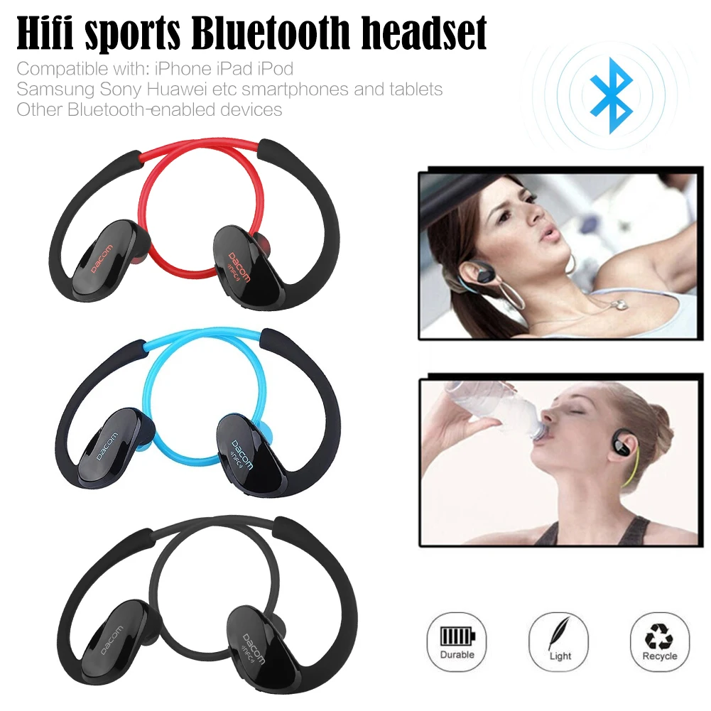 Беспроводные спортивные наушники Dacom Athlete NFC с ушным крючком Bluetooth 4 1 защитой от