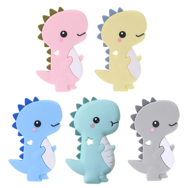

Baby Silicone Teether Newborn Soother Chewable Teething Toy Cartoon Dinosaur Shaped Safety Soft Kids Toys C5AF