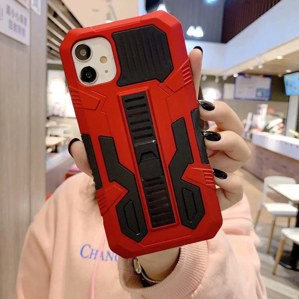 

For Huawei Y9S Y9 Y7 Prime Y7P Y6P Y5P Armor Bracket Phone Case Double-color Shockproof TPU + PC Protective Case with Holder