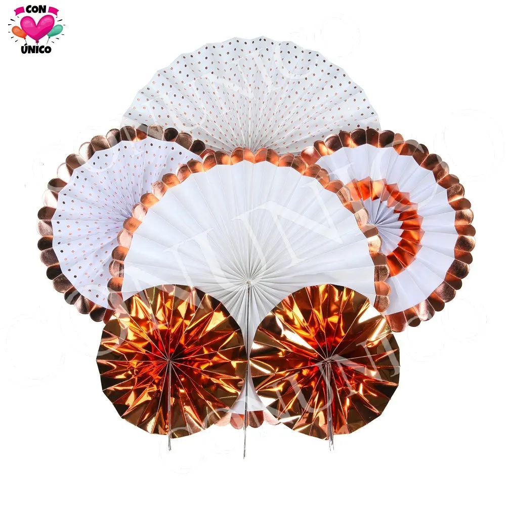 Conunico набор из 6 розовых золотых фольг подвесных бумажных фанатов украшения