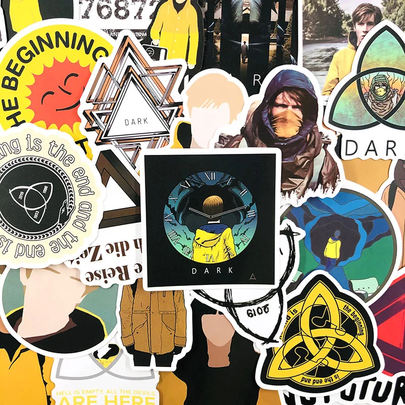 Pegatinas de la serie Dark TV para port&aacute;til, monopat&iacute;n, equipaje, nevera, Notebook, casco, juguete de dibujos animados, DIY, 10/50 unidades por paquete-2