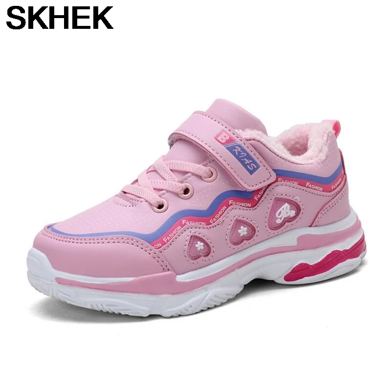

SKHEK Winter Sports Shoes 5 6 7 Girls Pink Sneakers Running Shoes 10 9 Students 13 Child Boots Casual cotton-padded Shoes