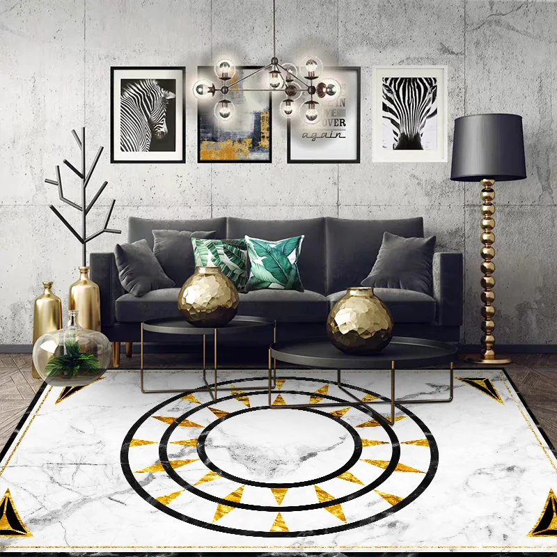 

Modern Nordic minimalist marble patterned sunflower living room bedroom bedside carpet mat