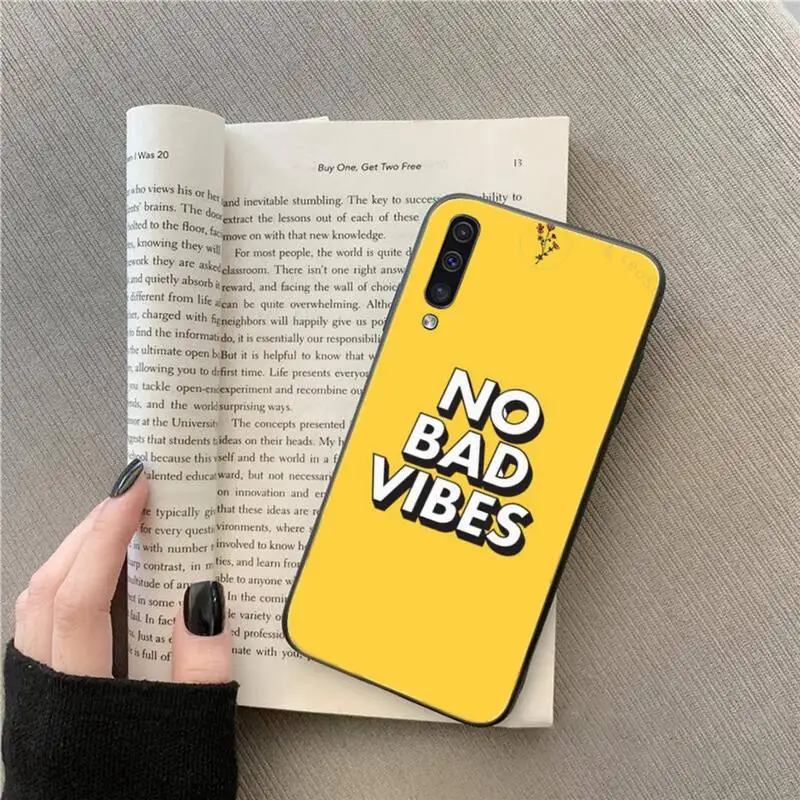 

No Bad Vibes rainbow Text Phone Case For Samsung Galaxy M10 20 30 A 40 50 70 71 6S A2 A6 A9 2018 J7 CORE PLUS STAR S10 5G C8