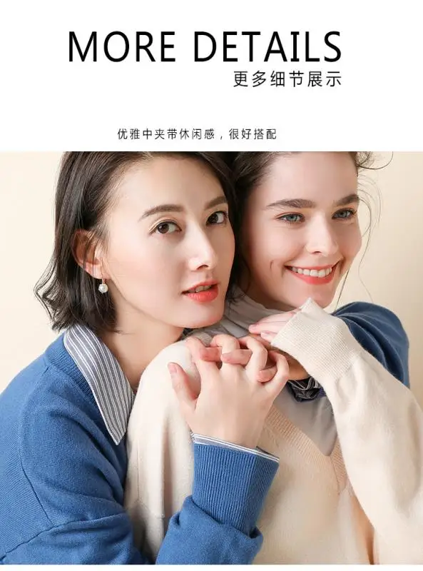 Spring Autumn Winter New Women Lady Cashmere Wool Long Sweater Pullovers Solid V-Neck Casual Big Size Warm Wild Loose Fashion