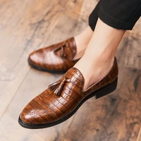 pointed casual shoes men loafers tassel shoes male good match night club slip on fashion shoes man flat driving shoes