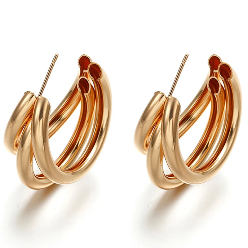 

Golden Big hoop Earrings Korean Geometry Metal Gold Earrings For women Female Retro Drop Earrings 2021 Trend Fashion Jewelry