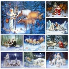 Алмазная вышивка 5D, квадратнаякруглая картина с Санта Клаусом, вышивка крестиком, животное, лошадь, рождественский подарок