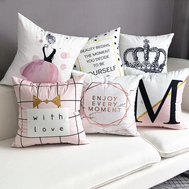 Pink Pillowcase Decorative Sofa Cushion Case Bed Pillow Cover Home Living Room Decor Car Cushion Cover Cute Pillow Case NewStyle