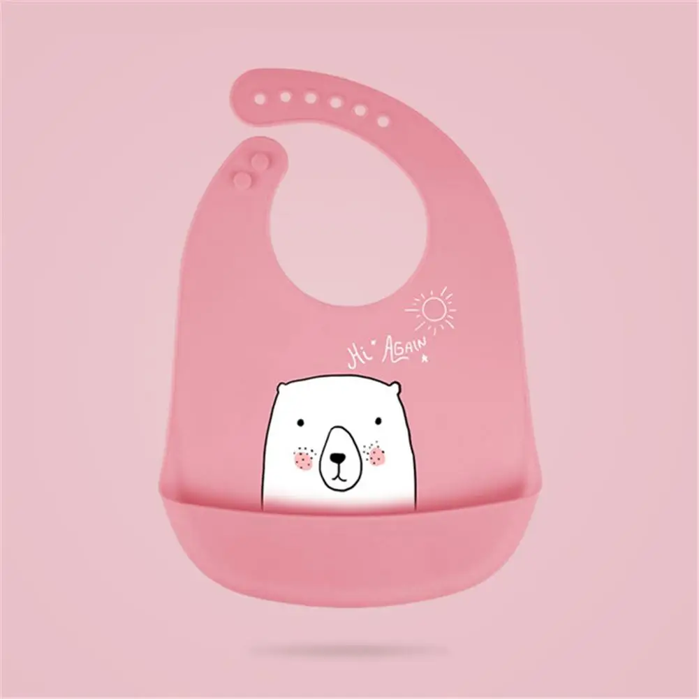 

Baby Eating Bib Silicone Material Waterproof Three-dimensional Saliva Disposable Length Can Be Adjusted Soft And Comfortable