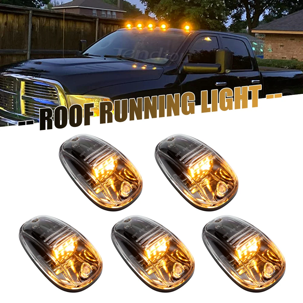 

Universal 5Pcs Roof Top Marker Lamp Cab Roof Running Light Strobe Lights Car Styling Facelift Amber For Truck SUV DC 12V