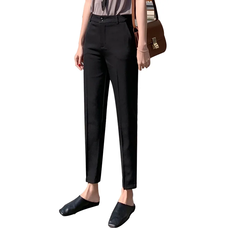

Suit Pants Cropped Women Pants Slim-Fitting Suit Occupation Pants Draping Straight Smoke Pipe Casual Pants