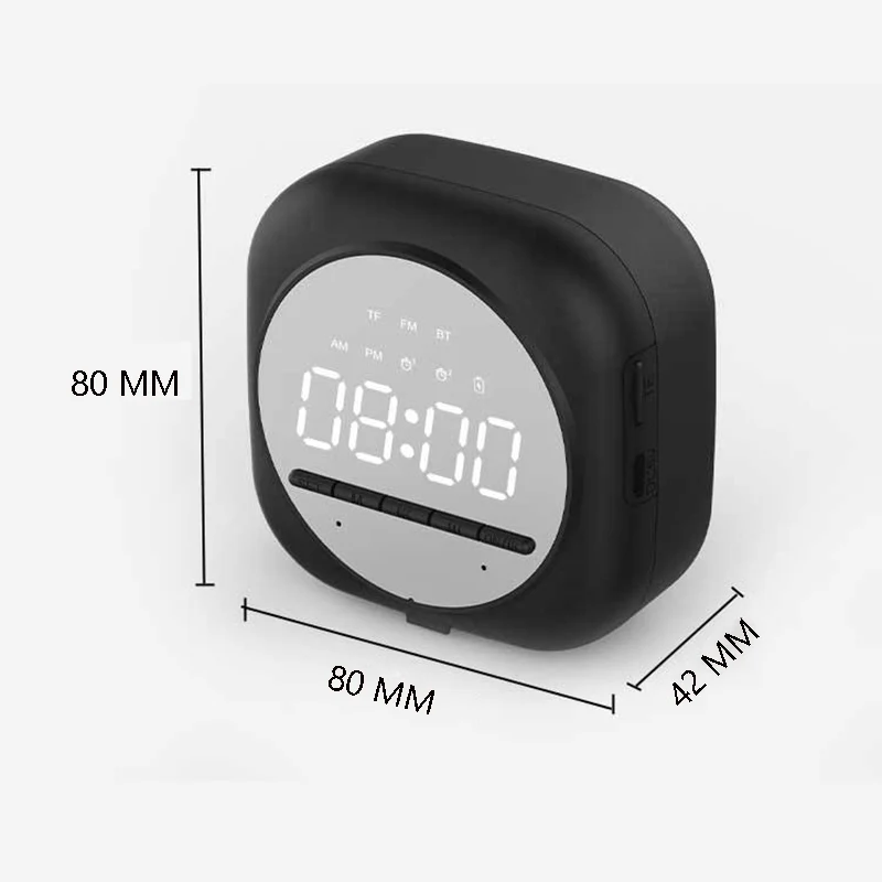 

LED Mirror Alarm Clock Bluetooth Speaker Radio Digital Snooze Table Clock Wake Up Light Home Decoration Clock