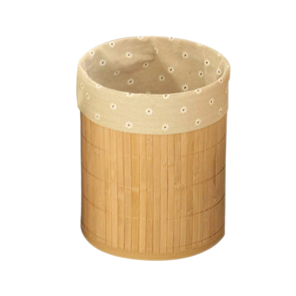 Cubo de basura de bamb&uacute; plegable, cesta de basura de Cubo de basura duradera para Ba&ntilde;o, Dormitorio, oficina, 22x27cm-0
