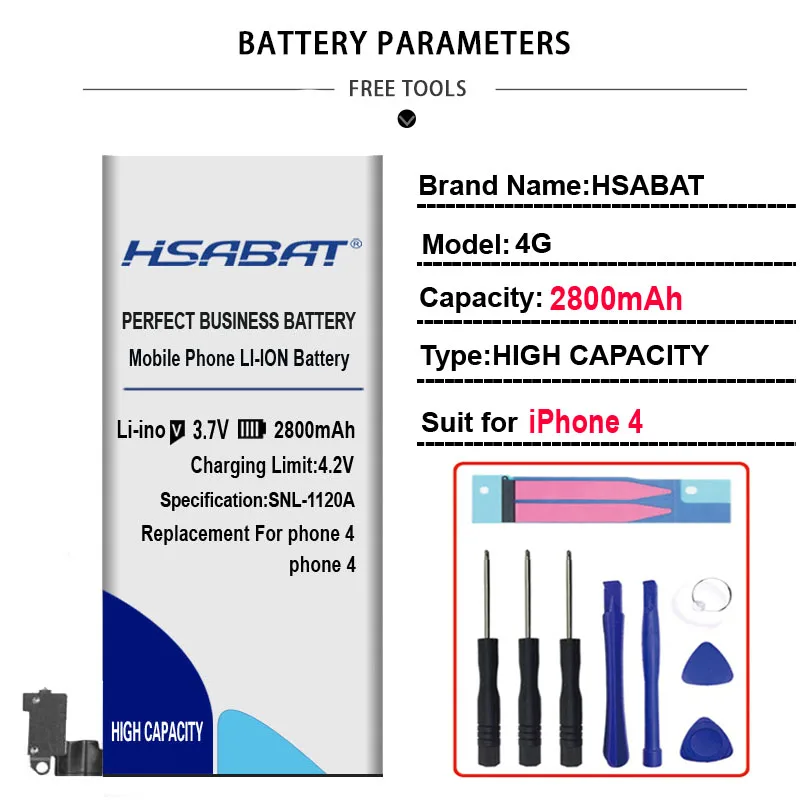 for iphone 4 HSABAT новая настоящая Ёмкость аккумулятор нулевого цикла для iphone 5, 7, 8, 5S 5C 6 6S(для iphone 6 6S 7 8 Plus) из искусственной кожи для iphone 3GS 4 4S SE - Цвет: for iphone 4