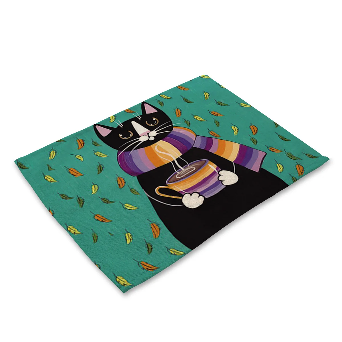 Cat-6 42x32cm placemat for dining table Cute Cat Cartoon Animal Coaster Creative Printed Heat-resistant Kitchen Dining Accessories - Color: Cat-6