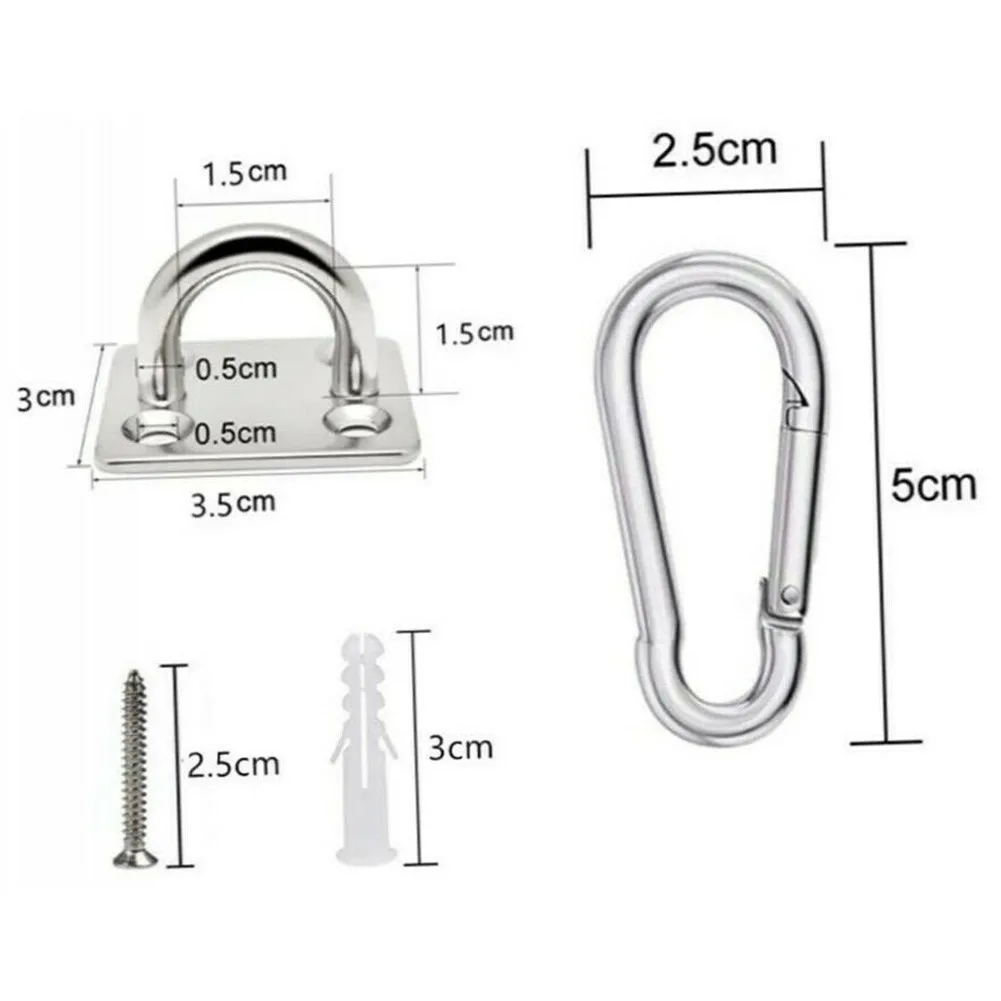 

316 Stainless Steel Pad Eye Plates+carabiner Clips Kit 50 Kg Eye Plate