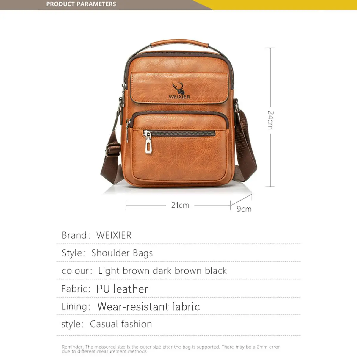 

Men Shoulder Bag PU Leather Handbag Business Travel Document Storage Bag Crossbody Travel Bag Wallet Card Holder Festival Gift