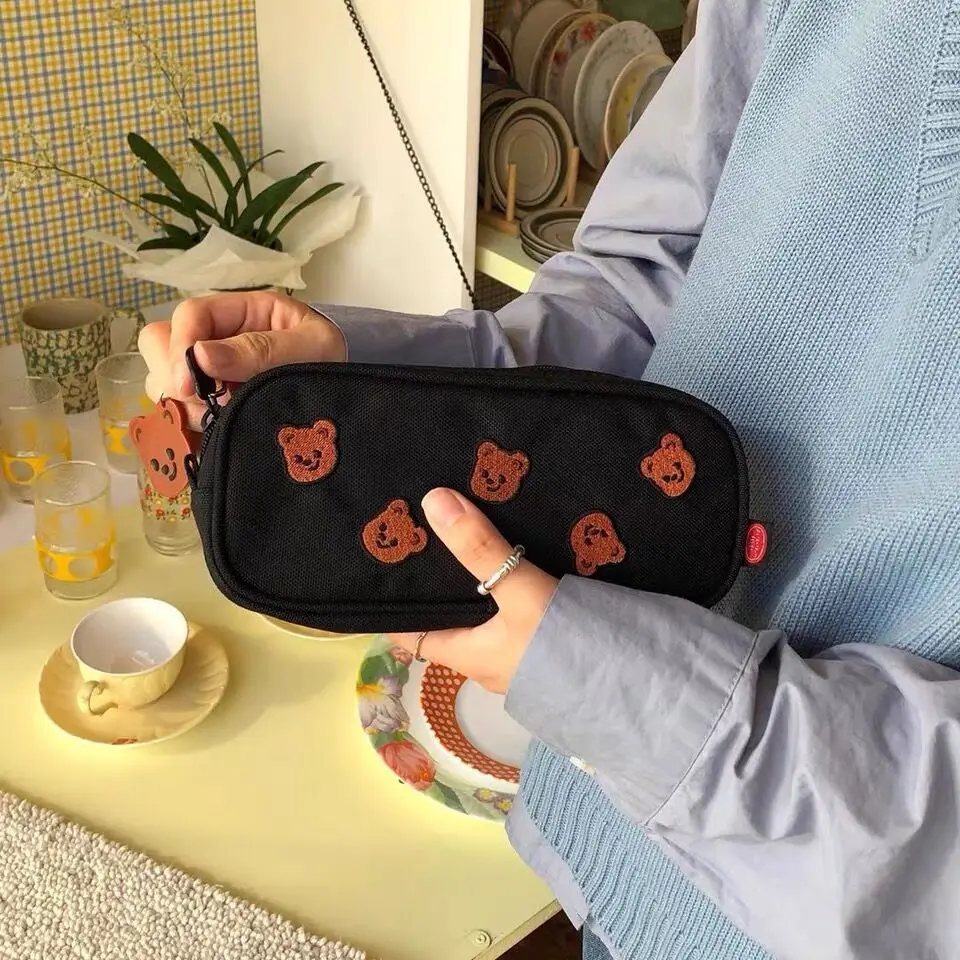 

Storage Case Fashion Ins Student Pencil Case Korea Canvas Cosmetic Cases Home Pen Holder Bags Large Capacity Make up Box
