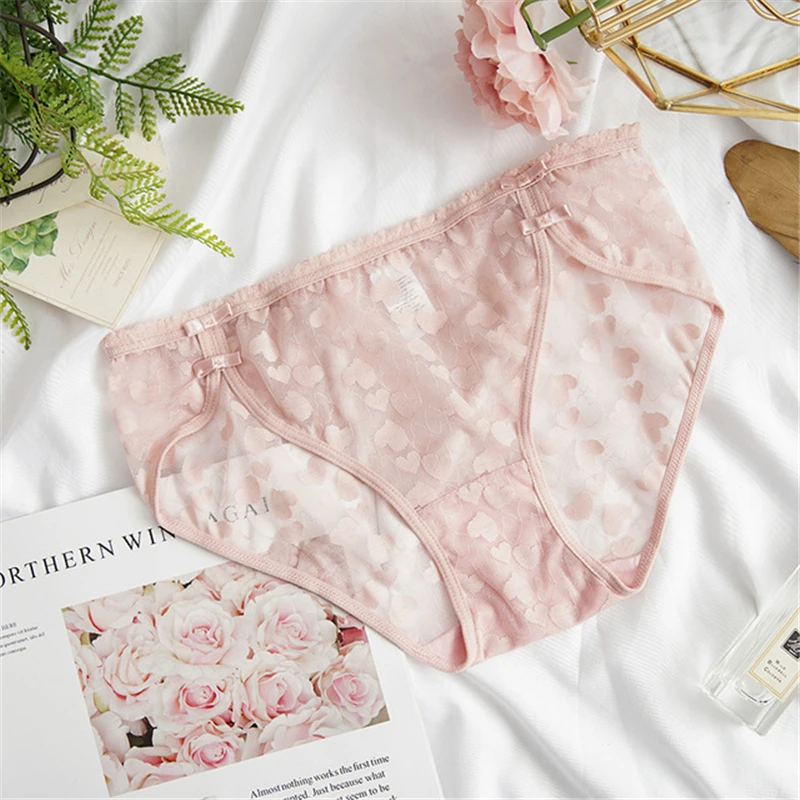 

Ladies sexy lace panties, girls low-waist briefs, see-through mesh, cotton bottom crotch, girls low-waist shorts A19314