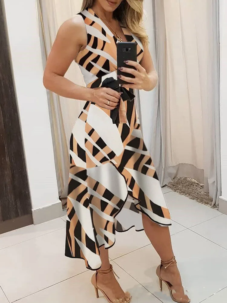 

2021 Spring Summer Maxi Dress Women Sexy Deep V-neck Floral Print Party Dress Elegant Sleeveless Beach Lady Long Dresses Vestido