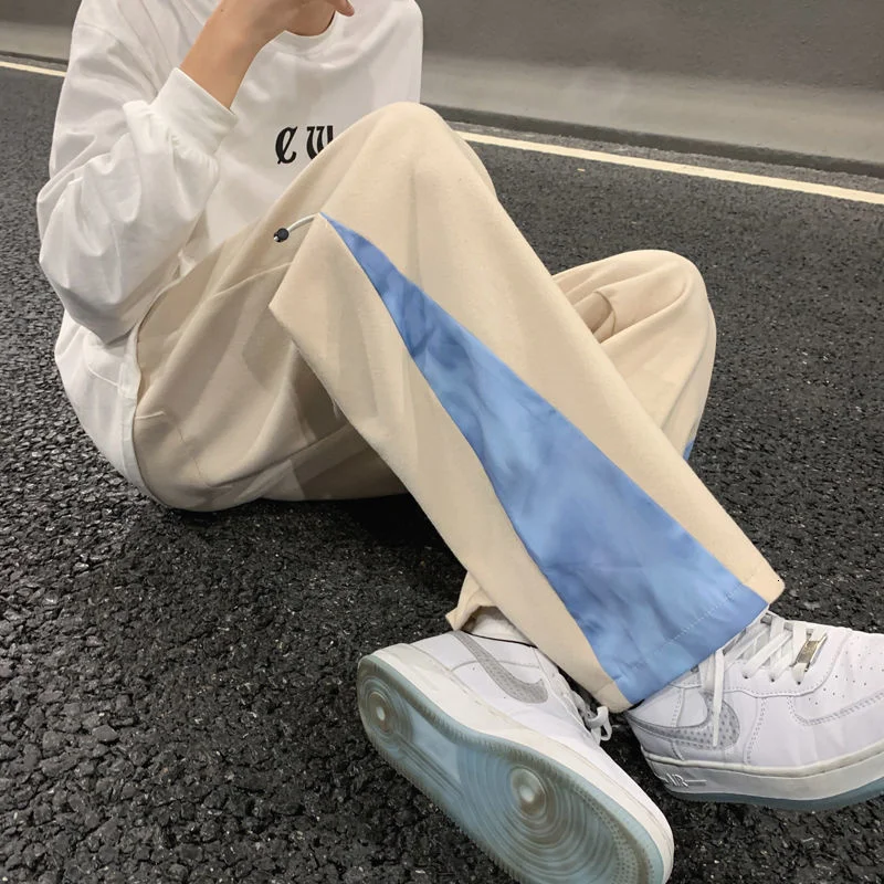 

Брюки шерстяные повседневные, толстые универсальные свободные прямые штаны оверсайз с широкими штанинами, с прострочкой, модная уличная од...