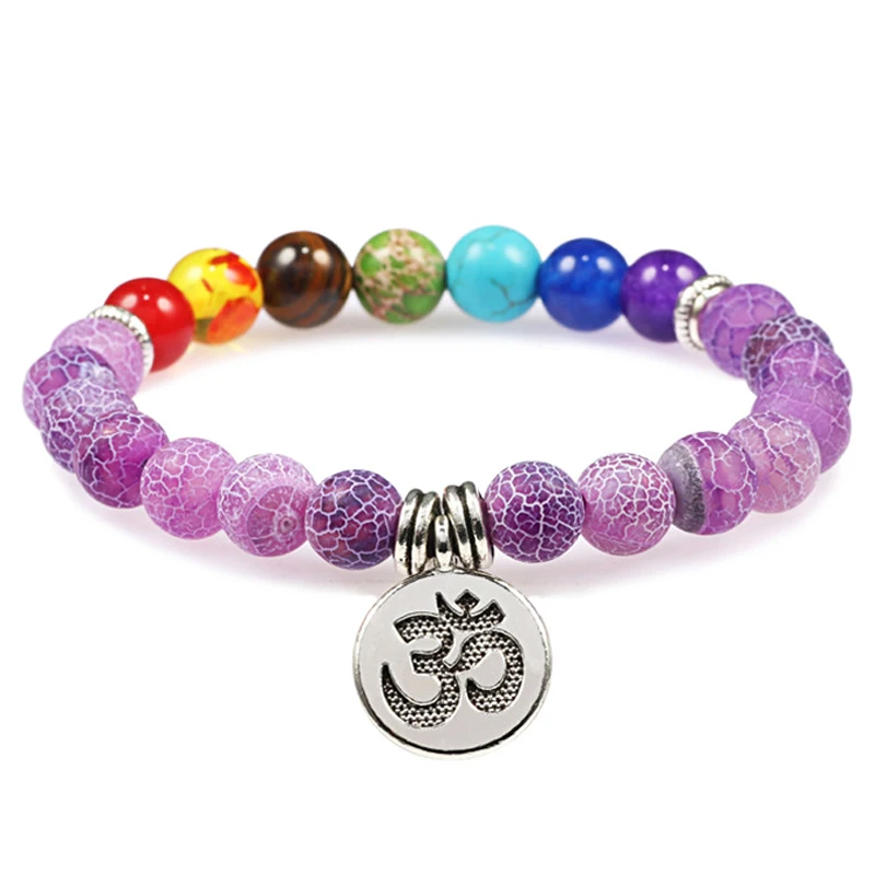 Trendy Bracelet Yoga 7 Chakra Black Lava Natural Stone Bead Charm Bracelets Healing Reiki Buddha lotus Pendant Women Men Jewelry | Украшения