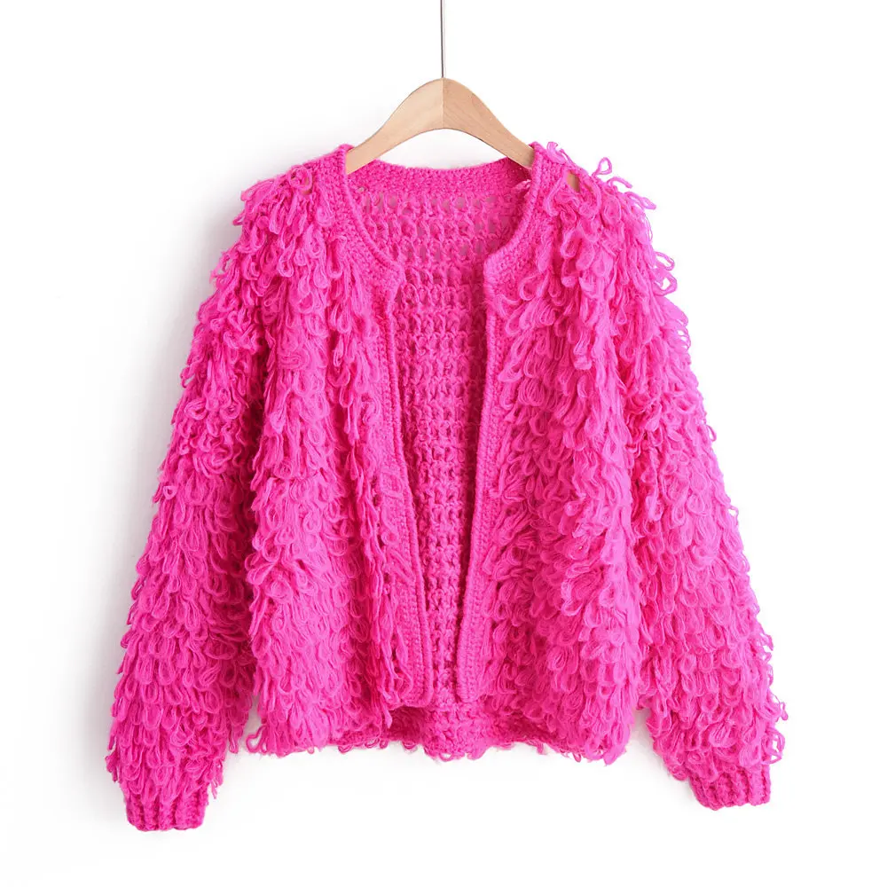 2019 осенние однотонные вязаные кардиганы с кисточками женские винтажные свитера