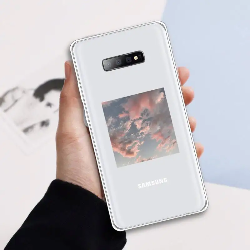 

Flower Summer Pink aesthetics Phone Case Transparent For Samsung Galaxy A 71 21s S note 8 9 10 plus 20 ultra