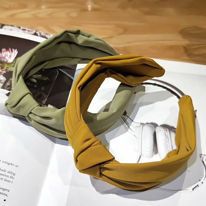 

Solid Color Wide Side Hair Hoop Simple Fabric Cloth Cross Girl Hairband Bow Knot Headbands for Women Women Hair Accessories Gift