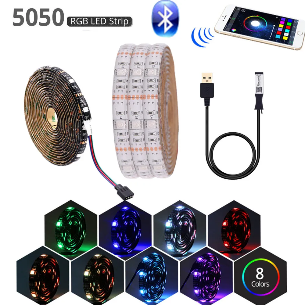

Bluetooth 5v Usb Led Strip Rgb Led Light Flexible 1M 2M 3M 5M SMD 5050 for HDTV TV Backlight Kitchen Lights Strips Waterproof