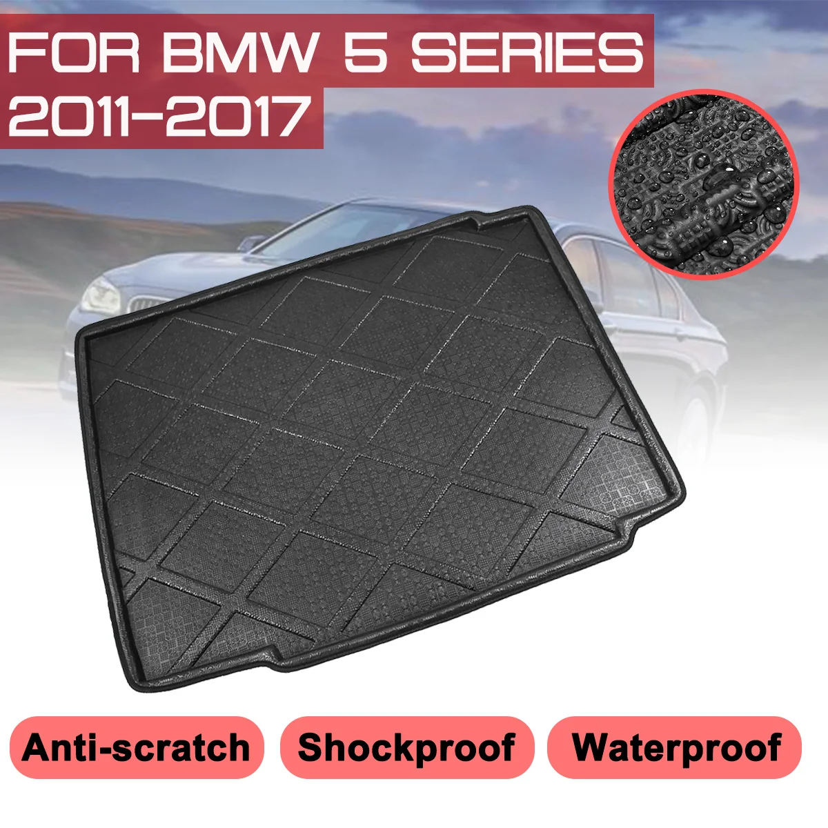 

Коврик для багажника автомобиля, коврик для багажника BMW 5 серии 2011, 2012, 2013, 2014, 2015-2017, водонепроницаемые напольные коврики, коврик для защиты о...