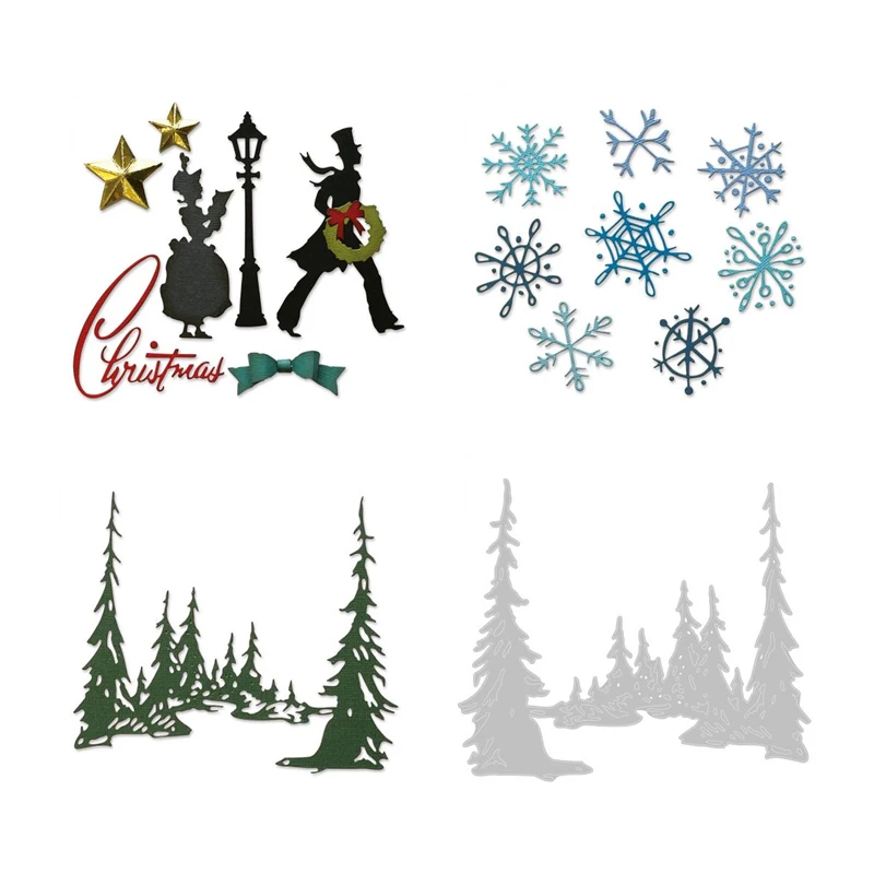 Новые рождественские Вырубные штампы зимние снежинки высокая сосновая елка