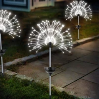 2pcs solar powered fireworks lights led starburst fairy string copper wire christmas lamp 8 flashing modes wedding xmas decor
