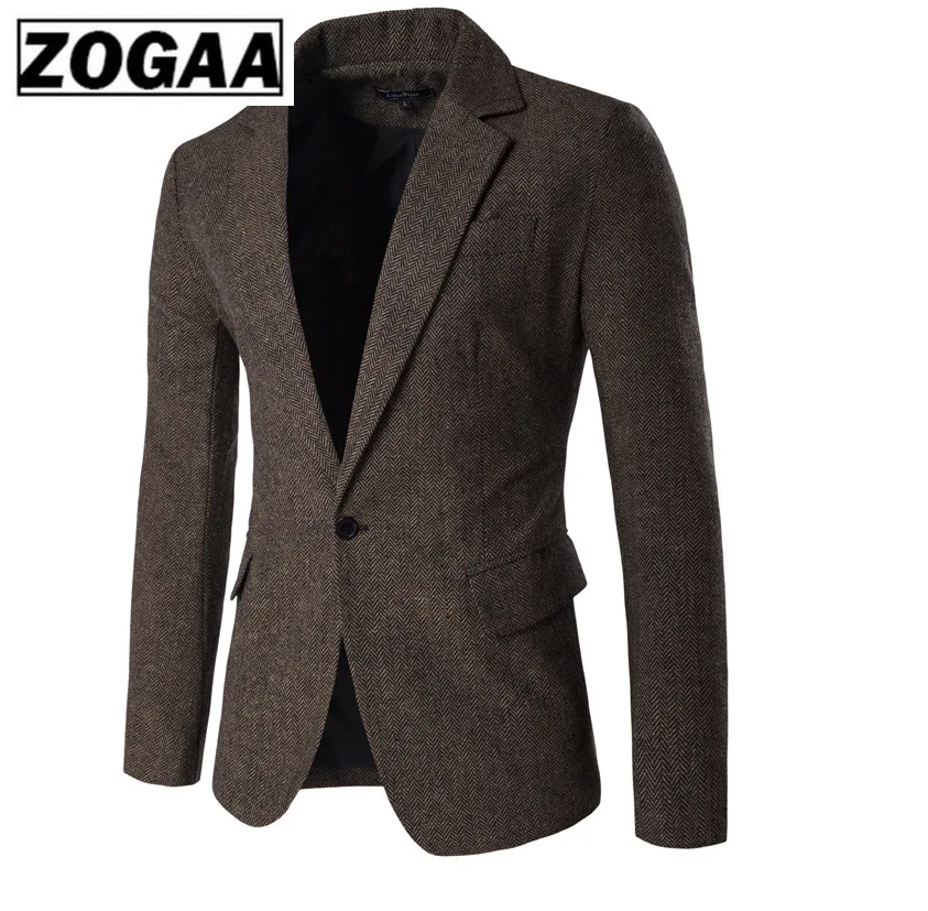 Мужской костюм Блейзер Куртка из смесовой шерсти 2018 г. Модные однобортные