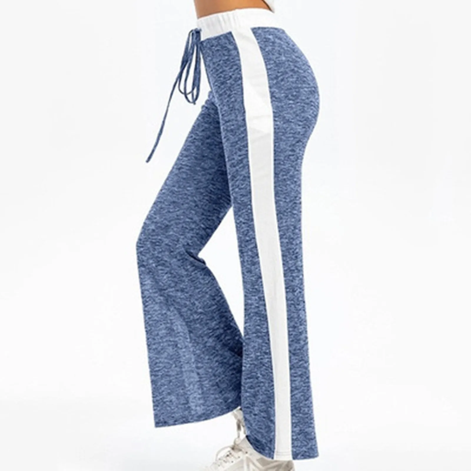 

Ladies casual wide-leg sports stitching yoga pants Women Fashion Casual colorSplicing Wide Leg Leisure Movement Drawstring Pants