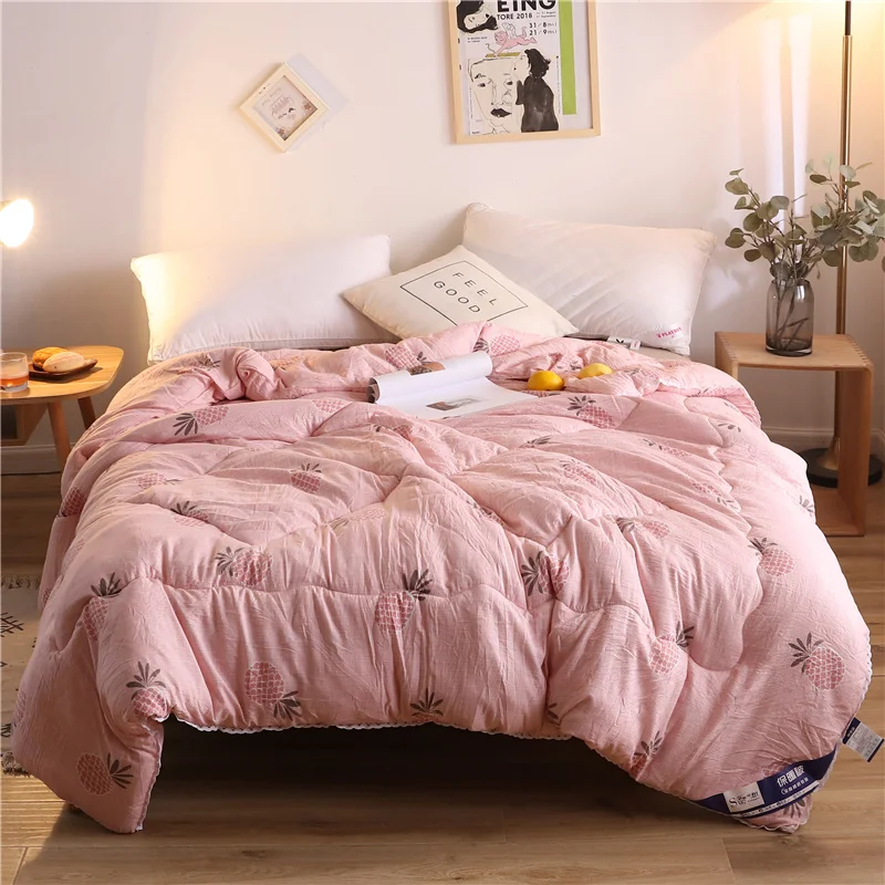 Зимнее одеяло утепленное с ананасовой сеткой мягкое моющееся теплое из хлопка и