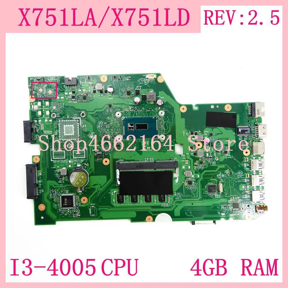 Материнская плата X751LA I3-4005CPU 4 Гб RAM REV2.5 для ASUS X751L X751LAB R752L R752LD R752LN X751LD X751LJ DDR3 тест