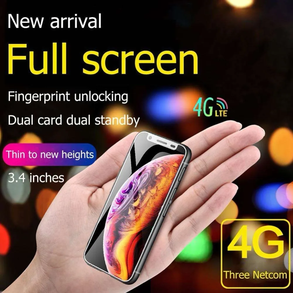 Супер Мини Melrose 4G Lte маленький смартфон 3,4 ''MTK6739 четырехъядерный Android 8,1 отпечаток пальца ID 2000 мАч мобильный телефон