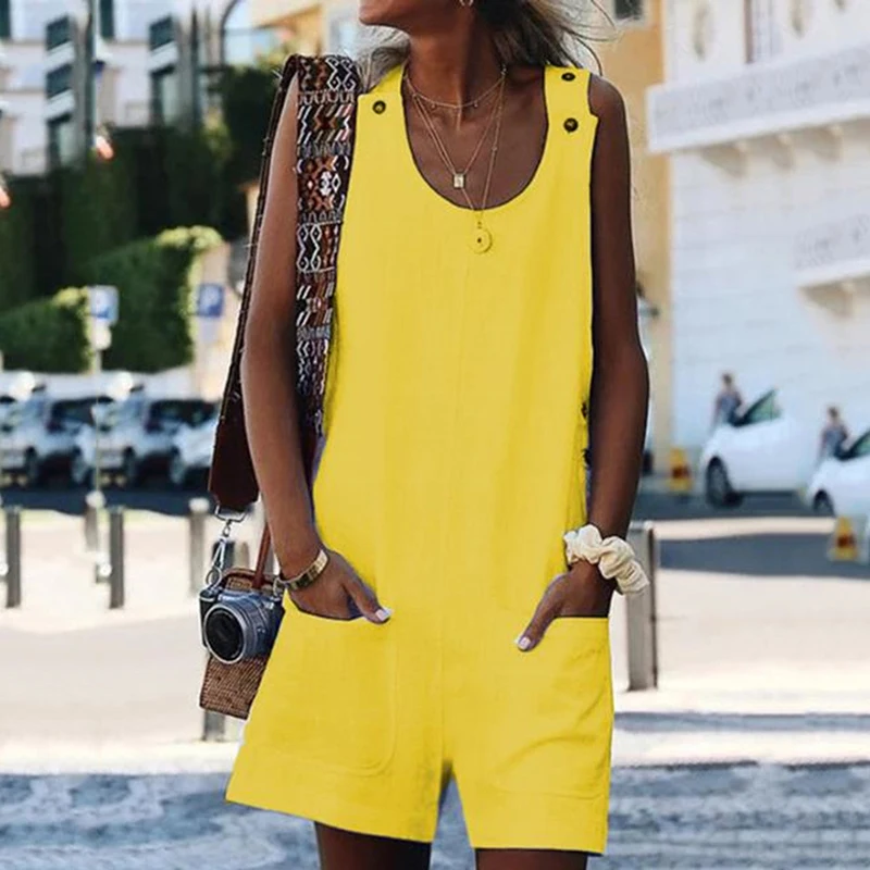 

Женский льняной комбинезон без рукавов, Свободный Повседневный Комбинезон из хлопка и льна, лето 2022