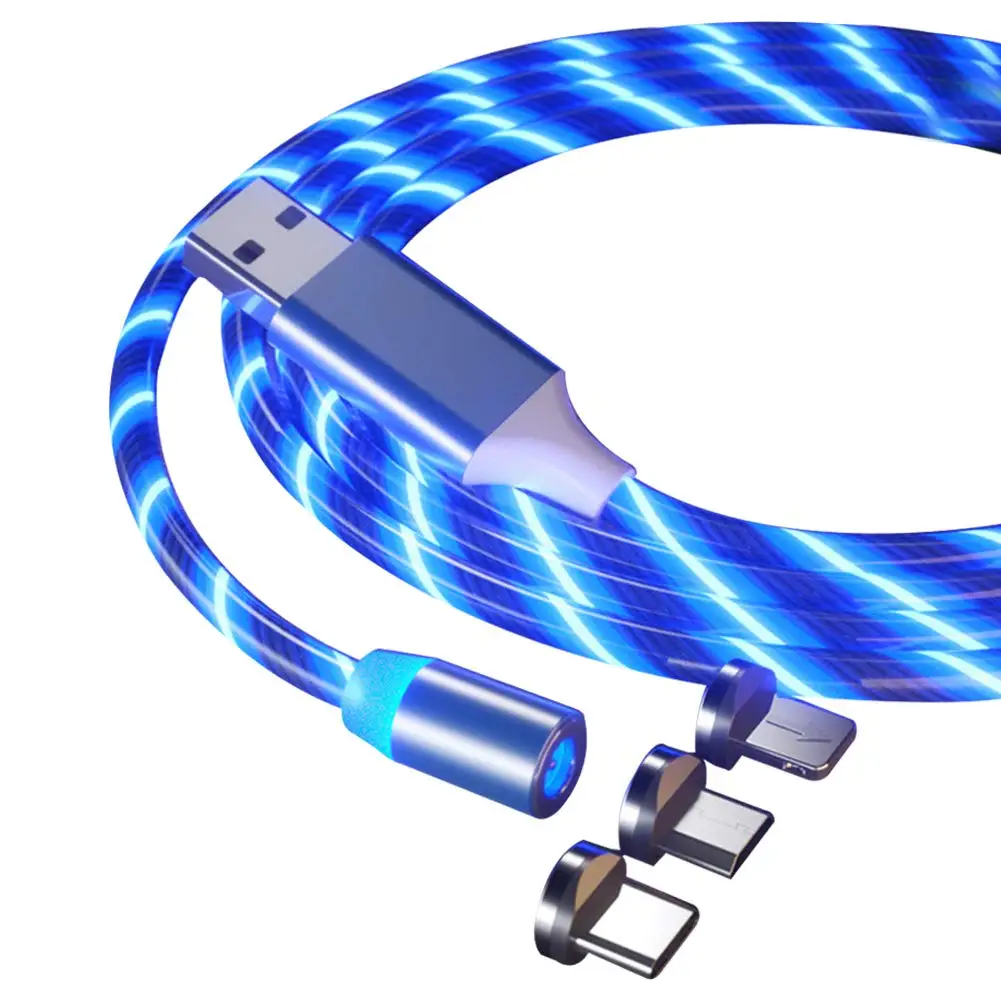

Flowing Light Charging Magnetic USB Type C Cable Magnetic Cable USB Micro Charger Cable Wire for iPhone Huawei