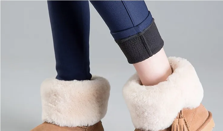 Navy blue Женские брюки-карандаш с высокой талией, зима, теплые, вельветовые, для офиса, для работы, Капри размера плюс, для девушек, строгие брюки, женские, Прямая поставка - Цвет: Navy blue