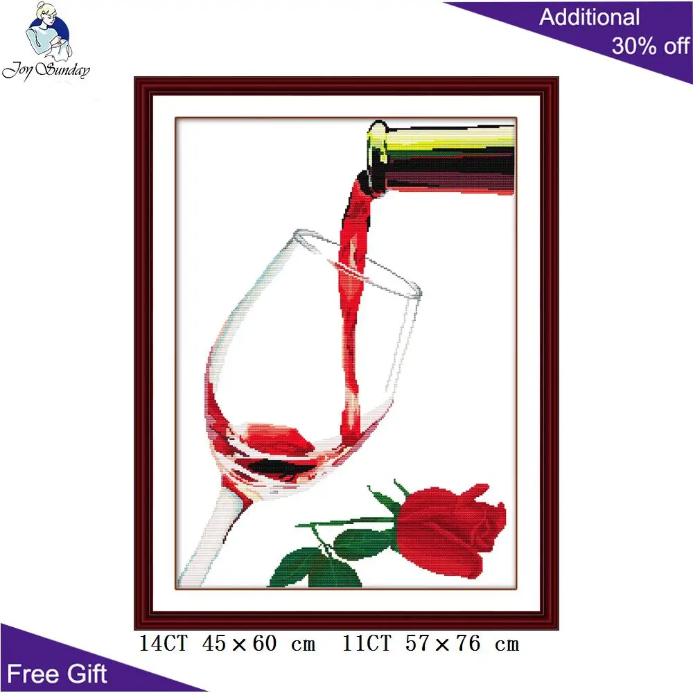 Joy Sunday винная вышивка крестиком J010J022J026J046 бокал для вина розы красное вино вкус