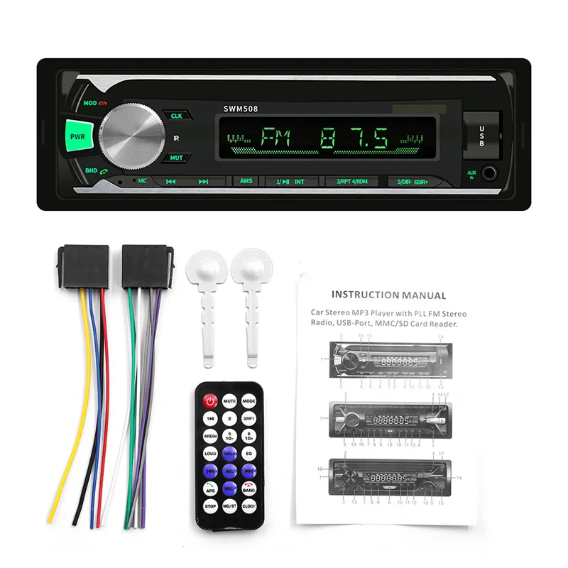 Car radio only Автомобильный Радио стерео плеер Bluetooth телефон AUX-IN MP3 1 Din автомобиль электрический 12 в автомобильный аудио авторадио радио кассетный плеер Авто ленты - Цвет: Car radio only
