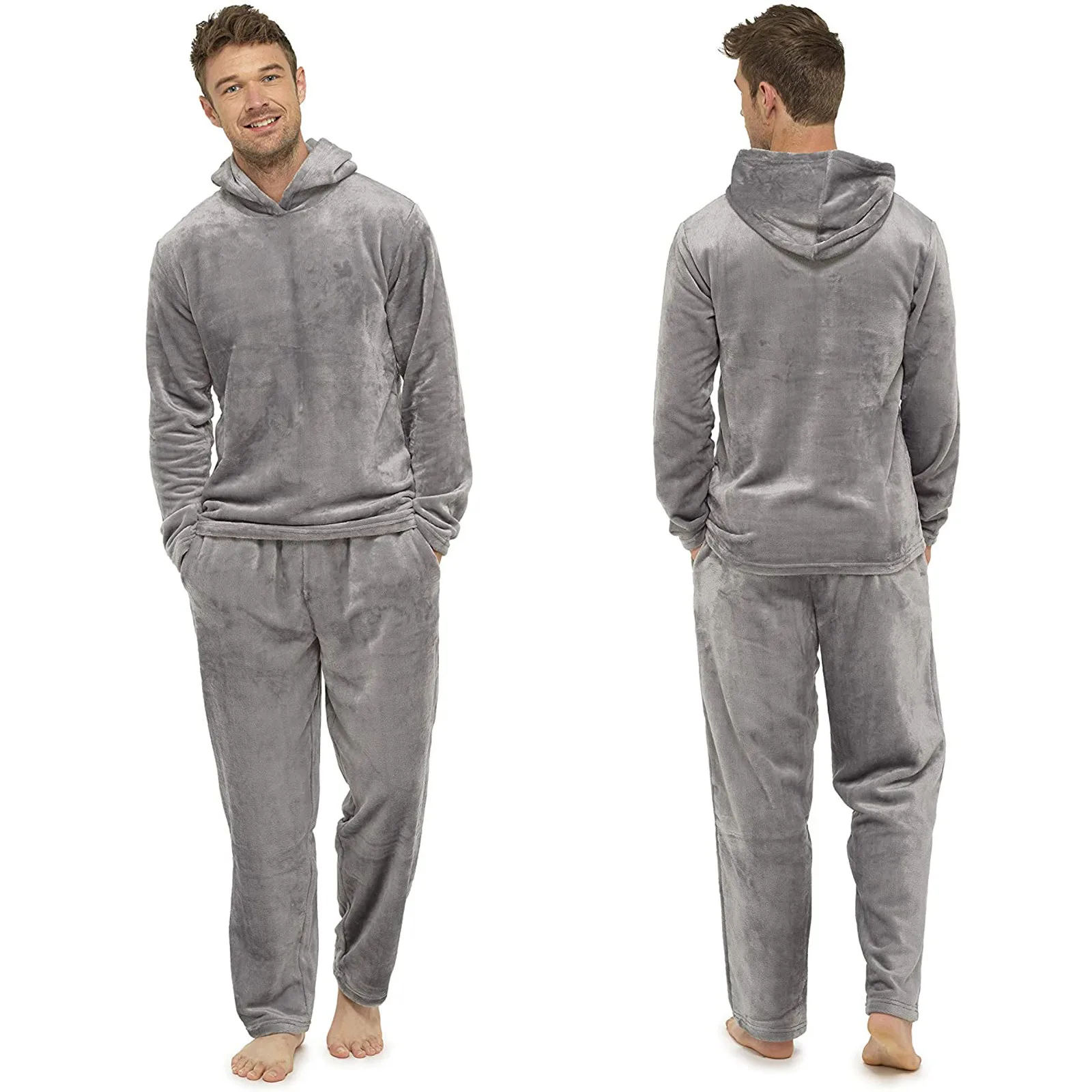

New 2021 Winter Long Sleeve Thick Warm Flannel Pajama Sets For Men Long Sleeve Male Men Pajama Set Lounge Homewear Home Clothes