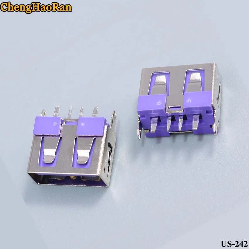 ЧенгХаоРан 1 шт. USB разъем женский типа А короткое тело 180 градусов прямой вертикальный разъем белого пластика с черным боковым соединителем.