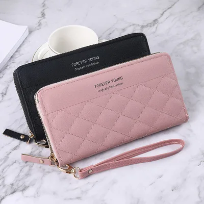 

Korean Version Contrast Leather Women Purse Business Casual Zipper Tassel Long Wallet Credit Card Holder Coin Purse For Women
